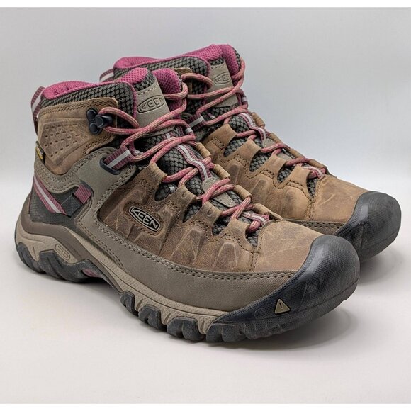 Keen Targhee III Waterproof Mid Hiking Boots Womens Size 7 W WIDE Pink Brown - Picture 1 of 7